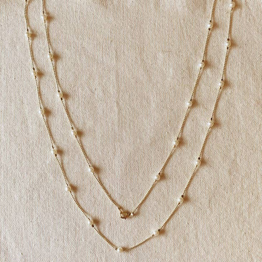 Pearl Necklace on 18k Gold Filled Chain