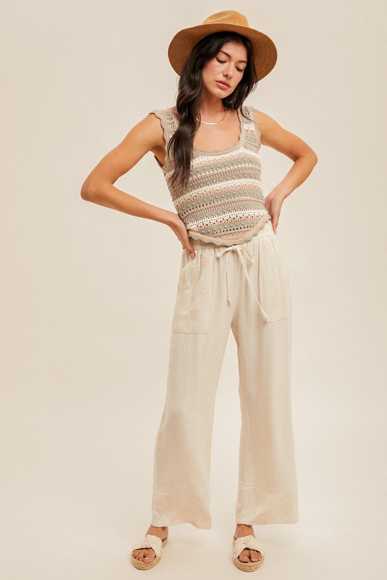 Natural Eyelet Pants