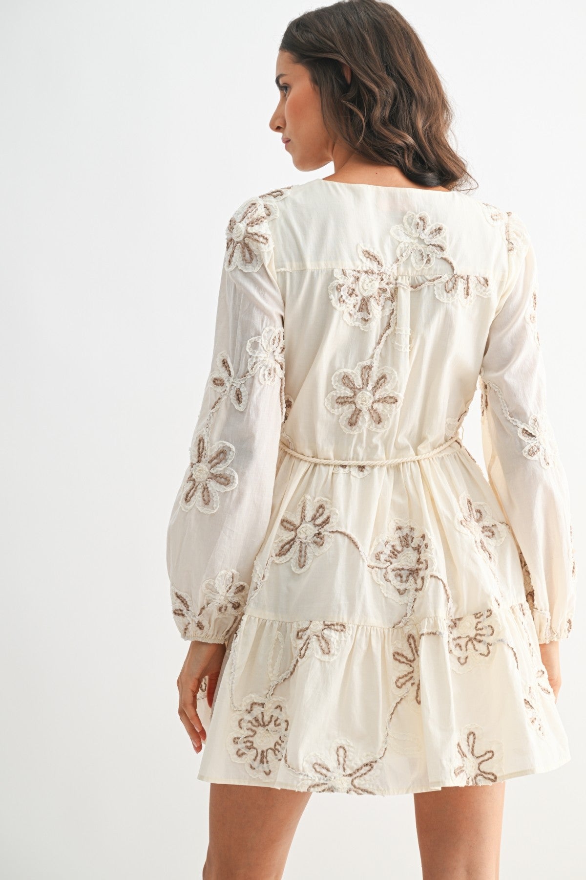 Cream Embroidered Dress