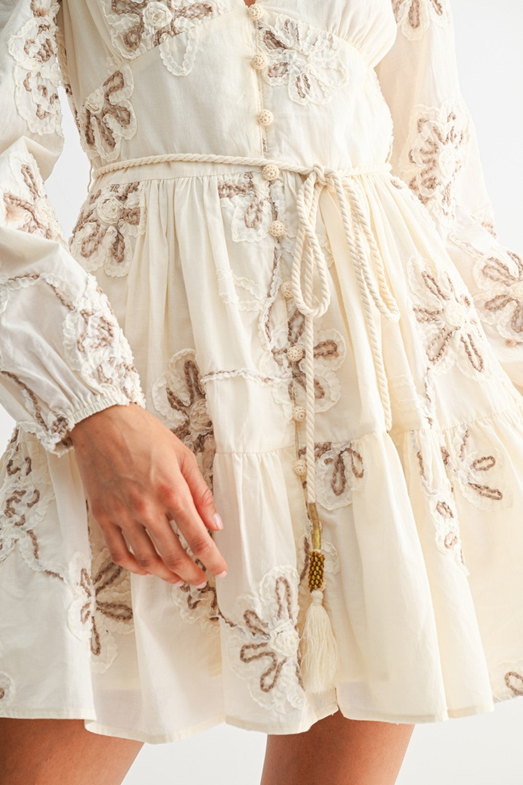 Cream Embroidered Dress