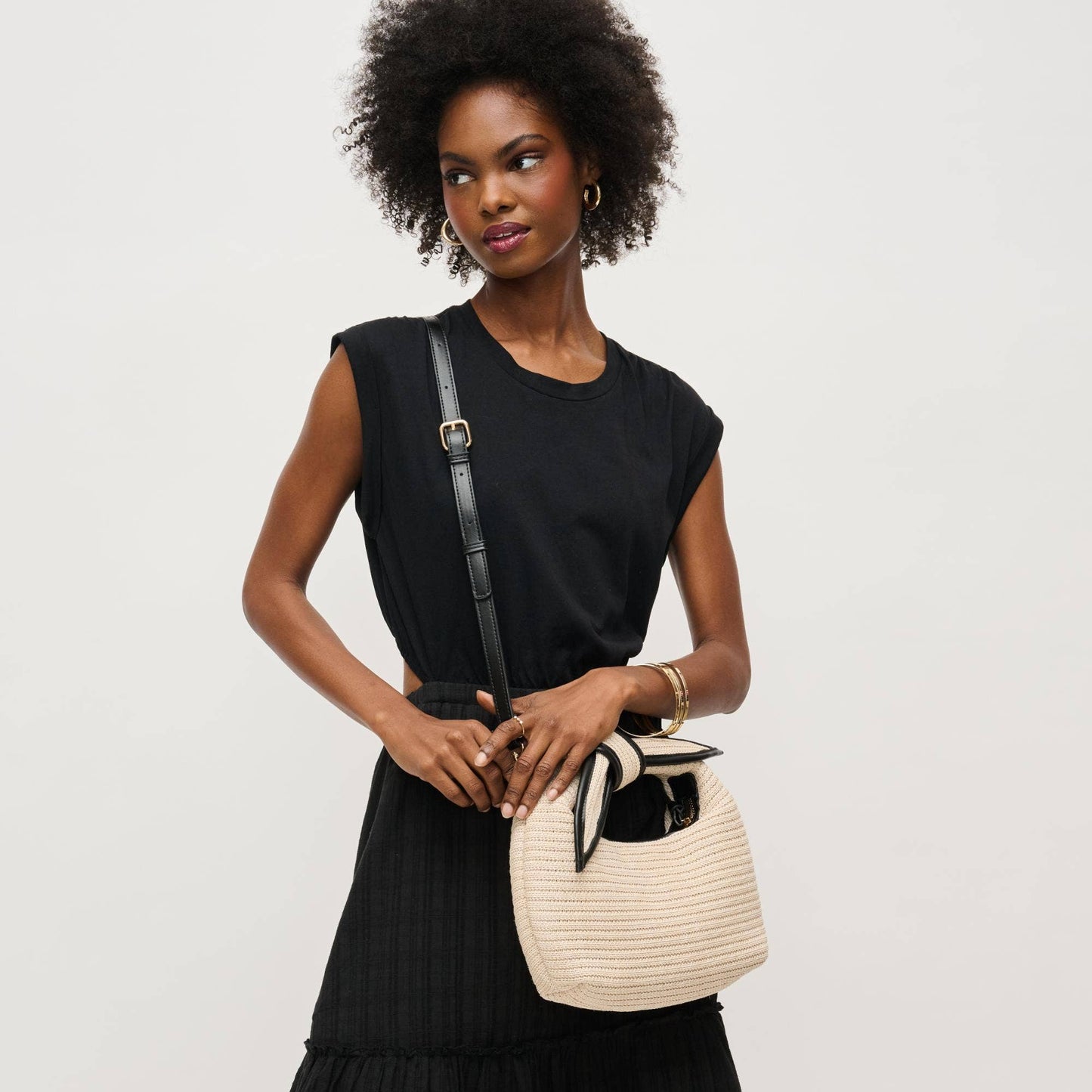 Paloma Knot Straw Crossbody: Tan