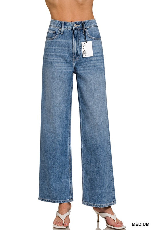 Medium Wash Straight Denim Pants