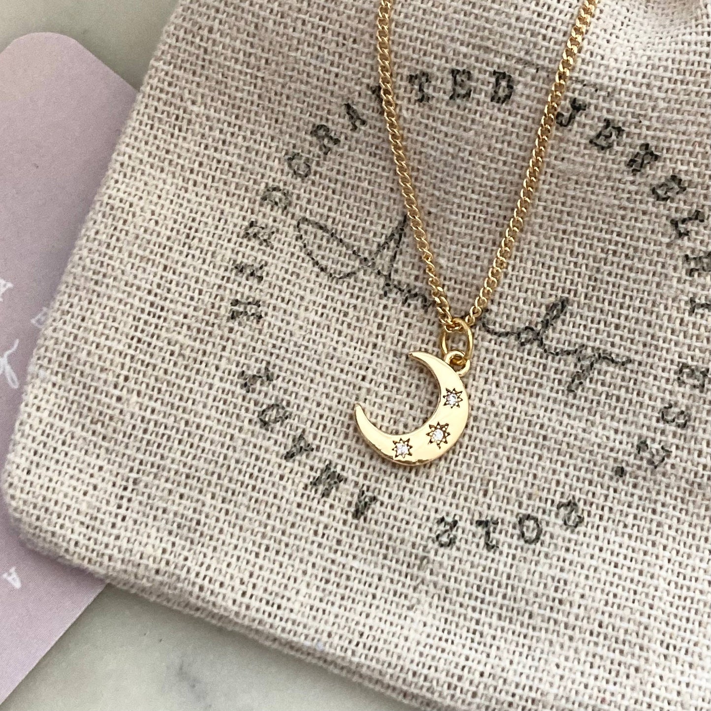 Crescent Half Moon 18K Gold Filled Necklace