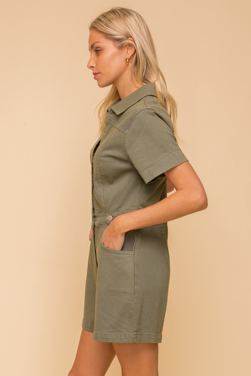 Olive Cotton Romper