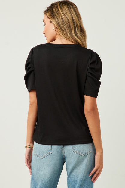 Black Ribbed Knit Top