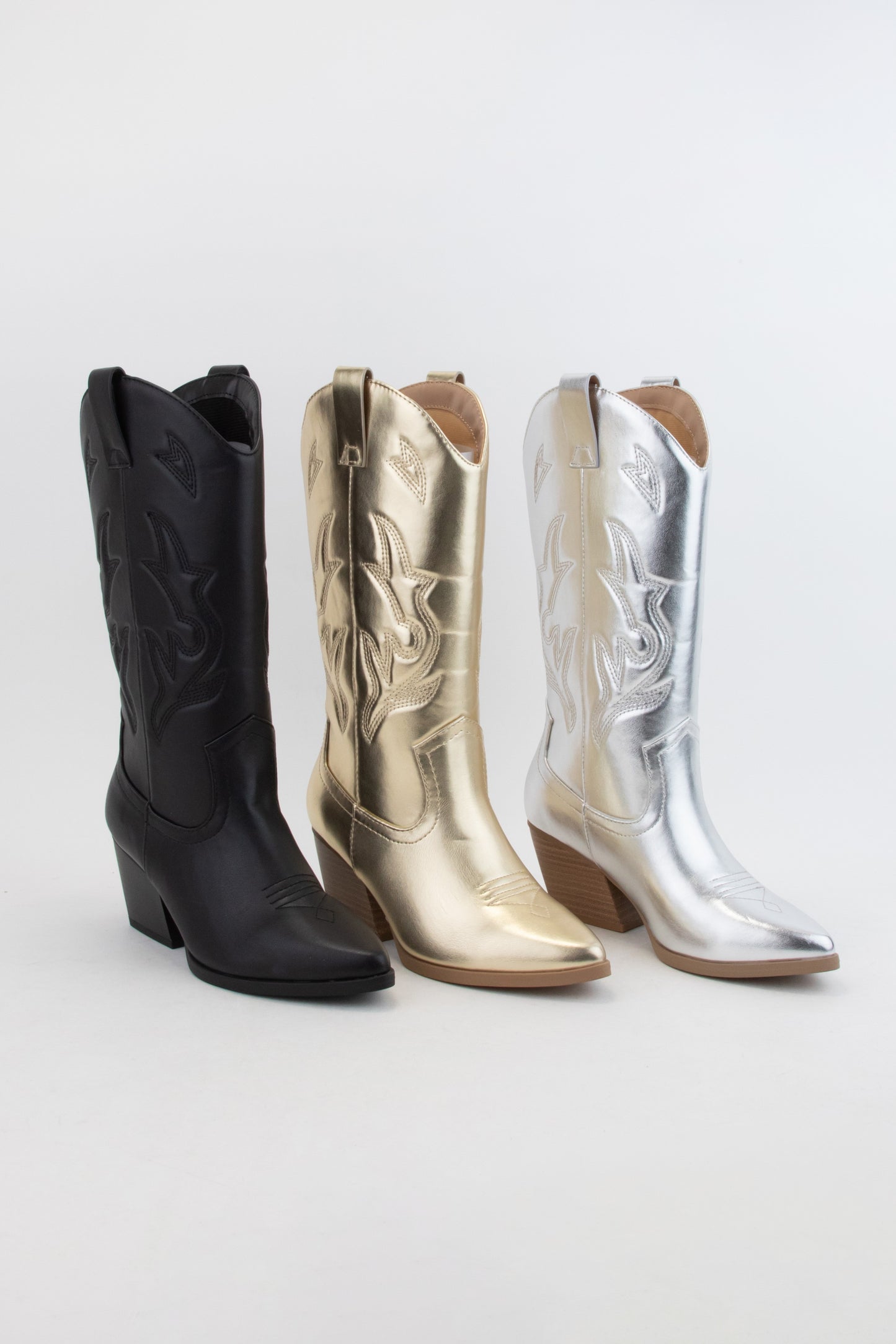 Black Embroidered Western Boots