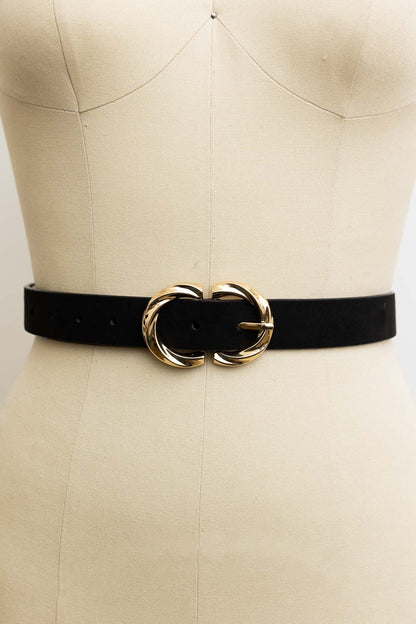 Double Buckle Suede Belt