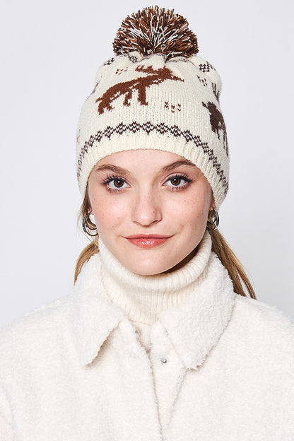 Reindeer Brown Beanie