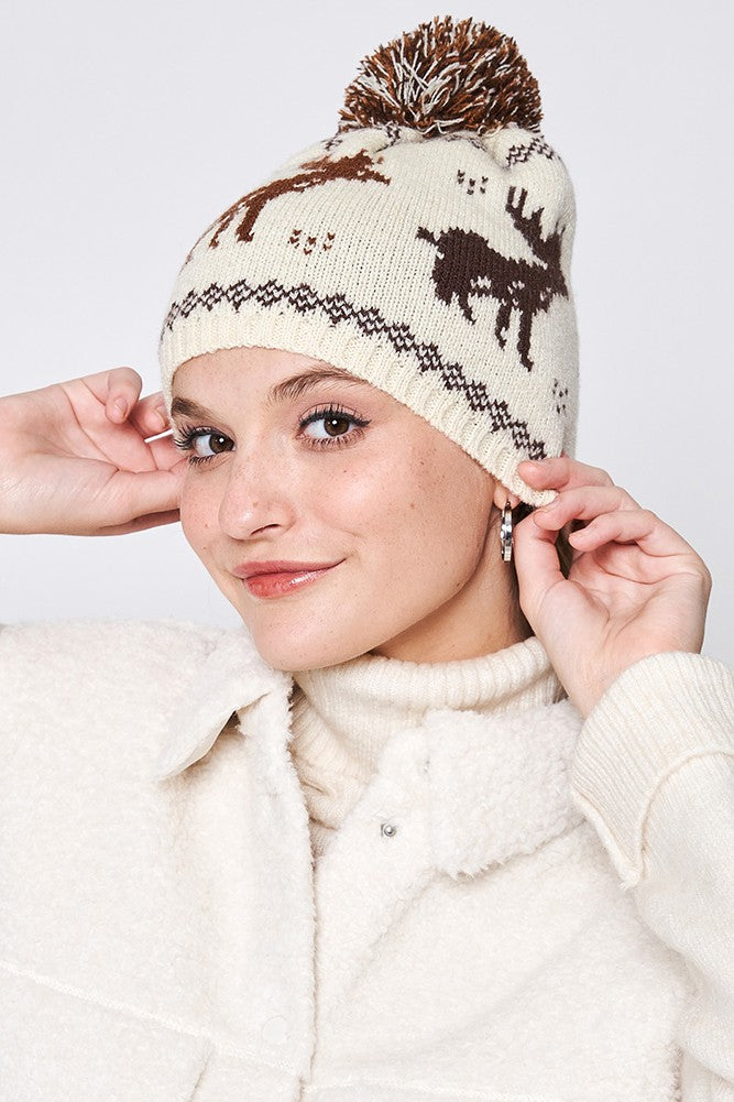 Reindeer Brown Beanie