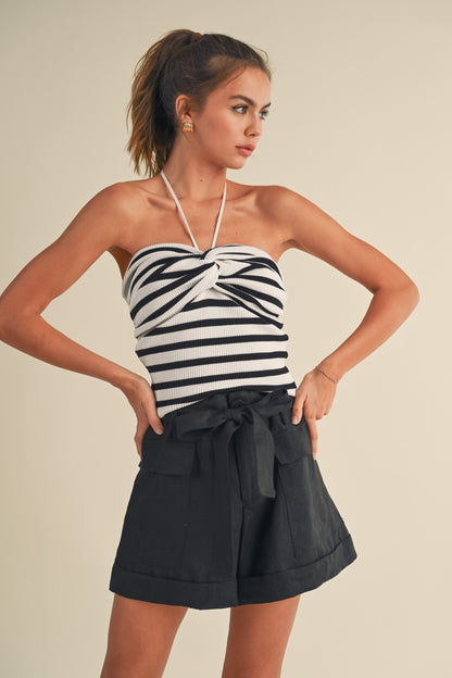 Striped B&W KoKo Halter Top