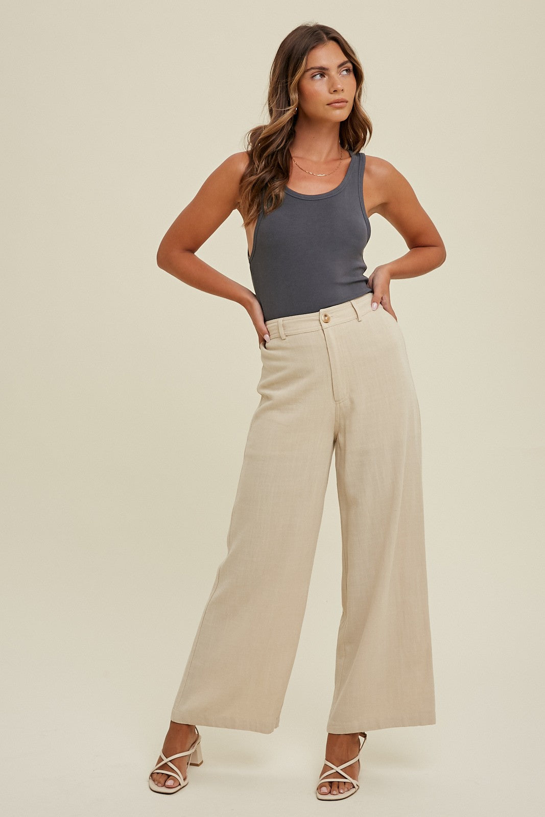 Linen Wide Leg Pants in Natural