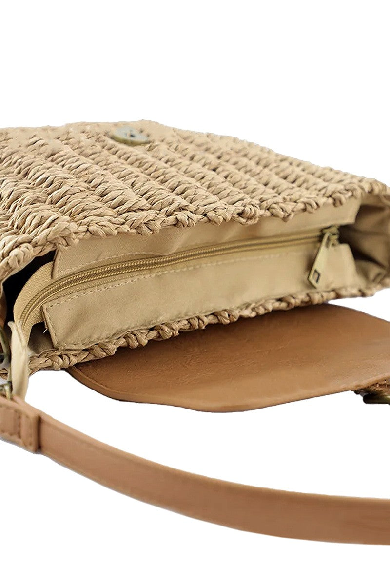 Whit Woven Wicker Bag