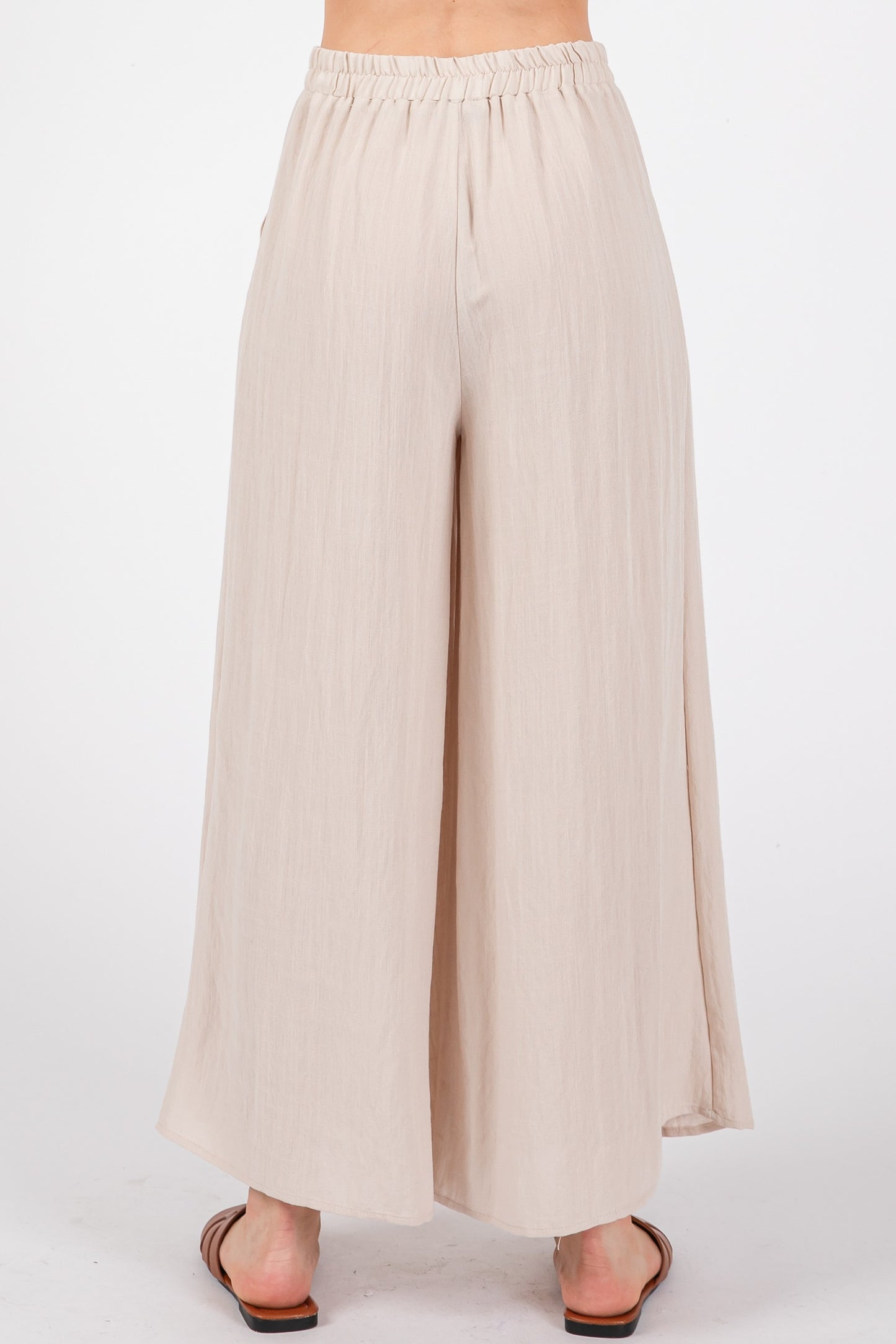 Cream Washed Wide Pants