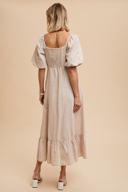 Cotton Beige Linen Dress