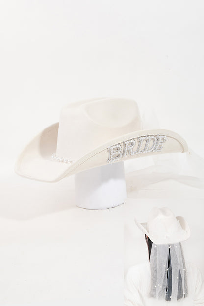 Cowboy Bride & Veil Hat