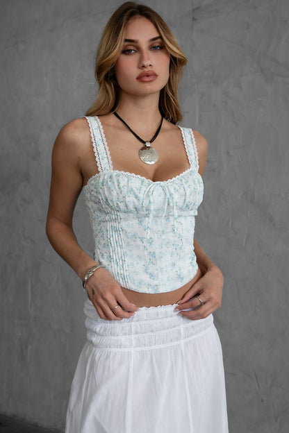 Blue & Ivory Eyelet Corset