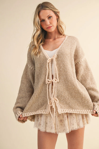 Knit Front-Tie Cardigan