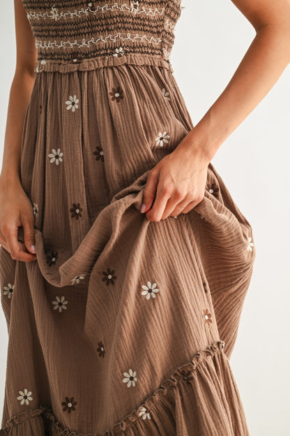 Brown Embroidered Dress