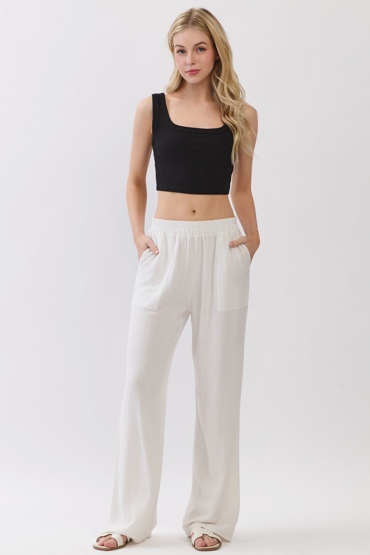 Ivory Crosshatch Pants