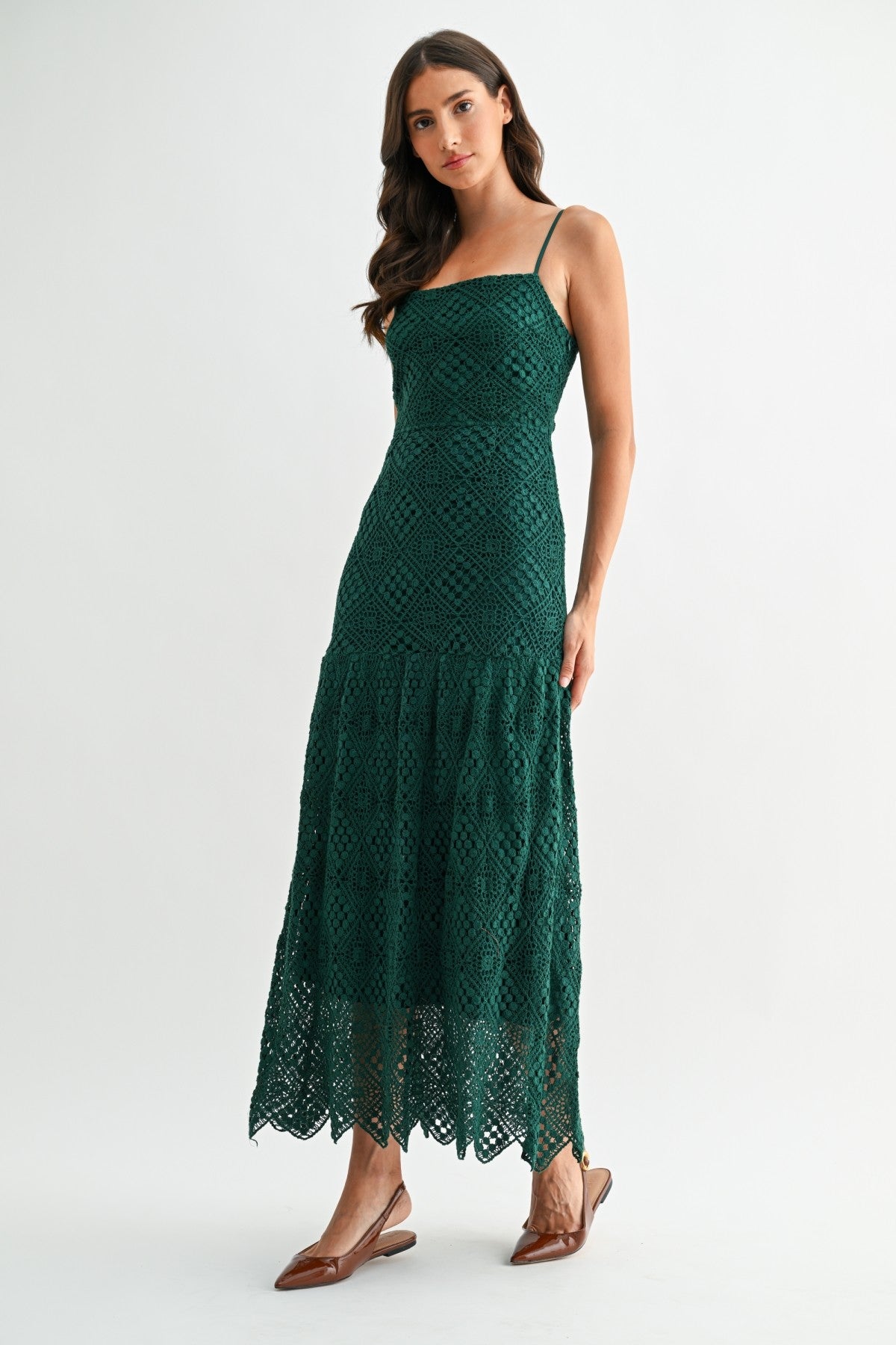 Emerald Crochet Dress