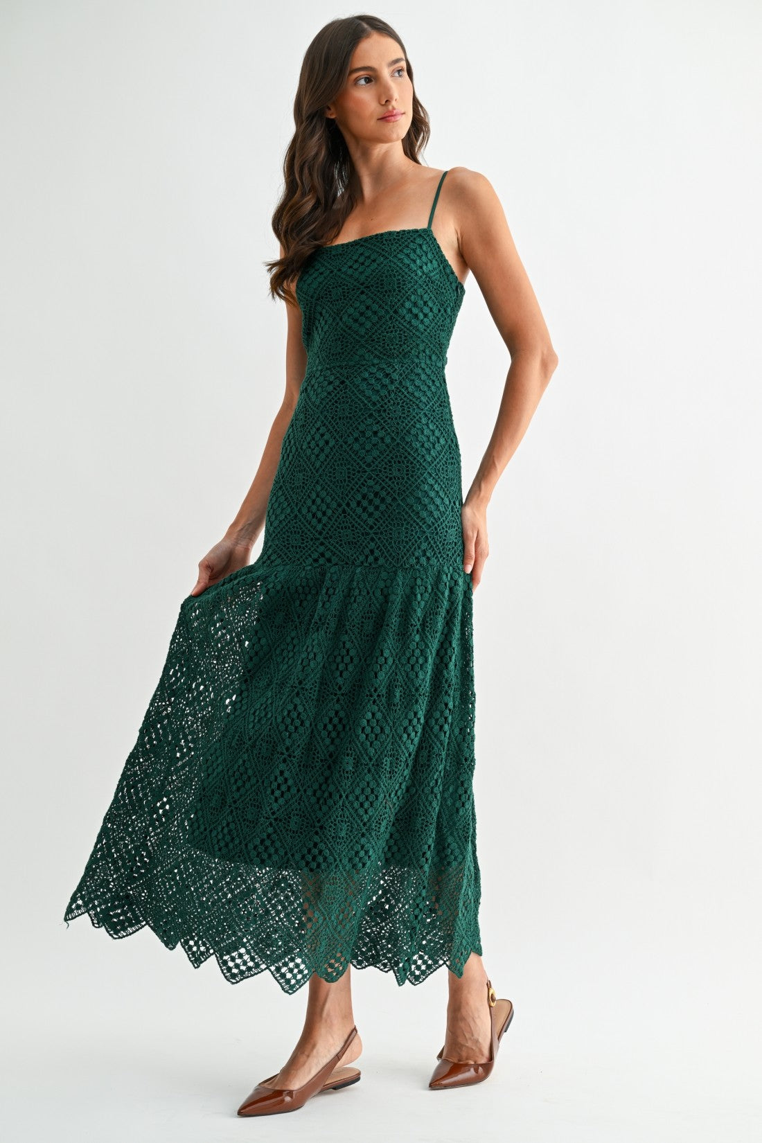 Emerald Crochet Dress