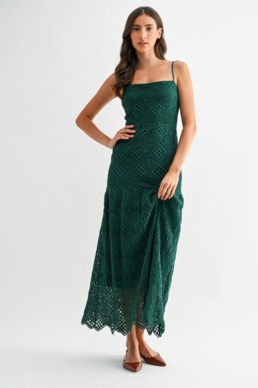 Emerald Crochet Dress