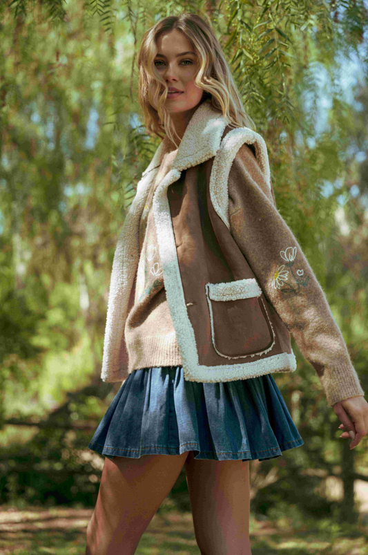 Suede Sherpa Vest
