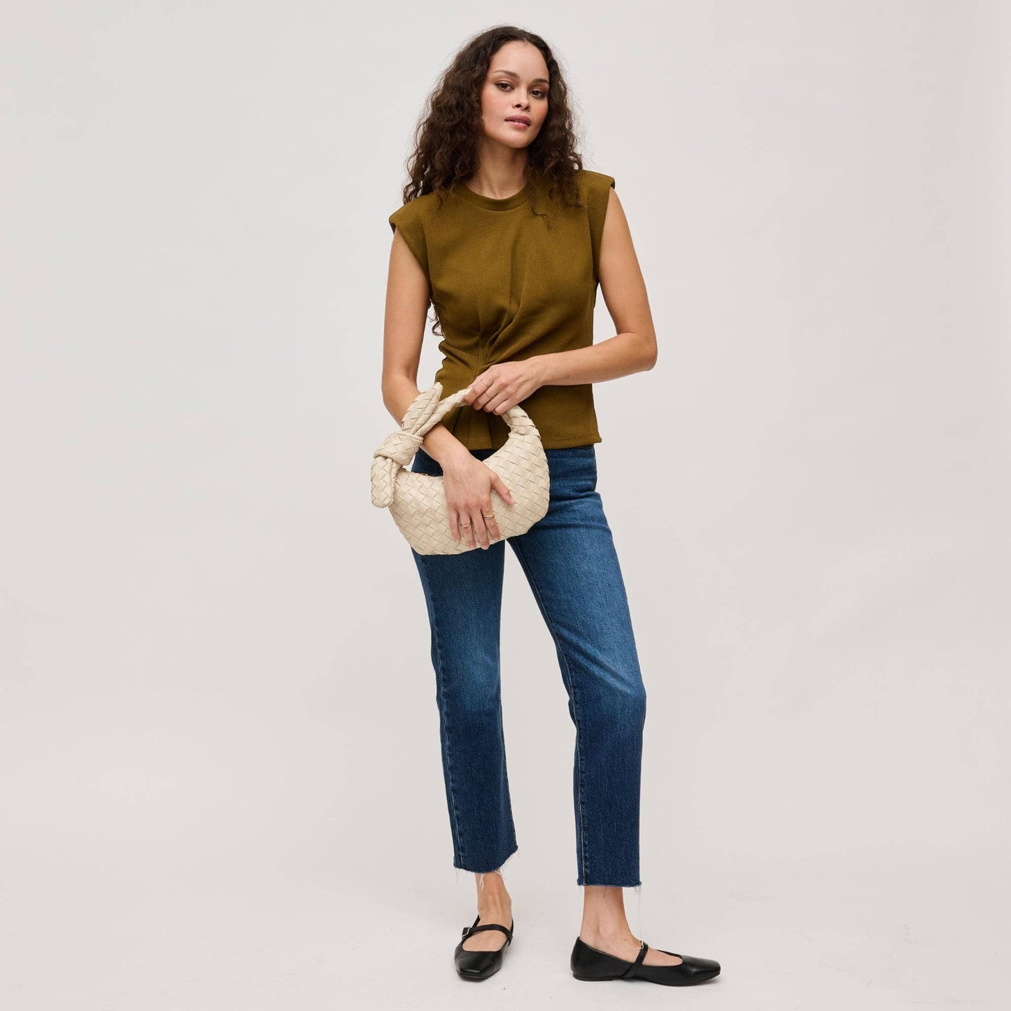 Lizbeth Woven Knot Clutch: Oatmilk