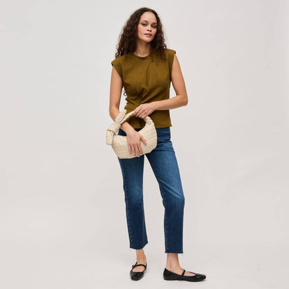 Lizbeth Woven Knot Clutch: Oatmilk