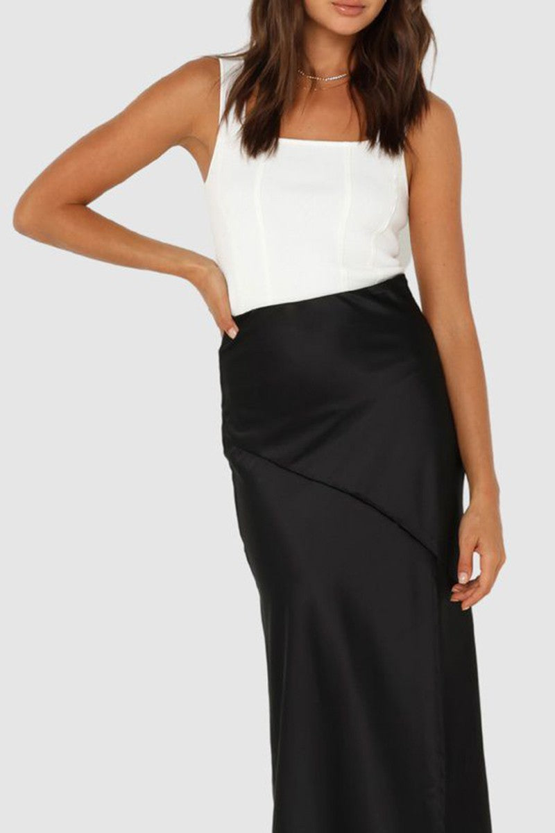 Cleo Black Satin Skirt