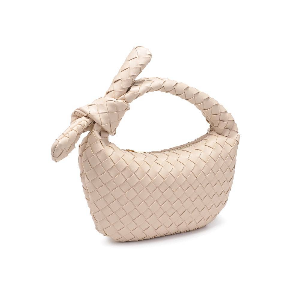 Lizbeth Woven Knot Clutch: Oatmilk