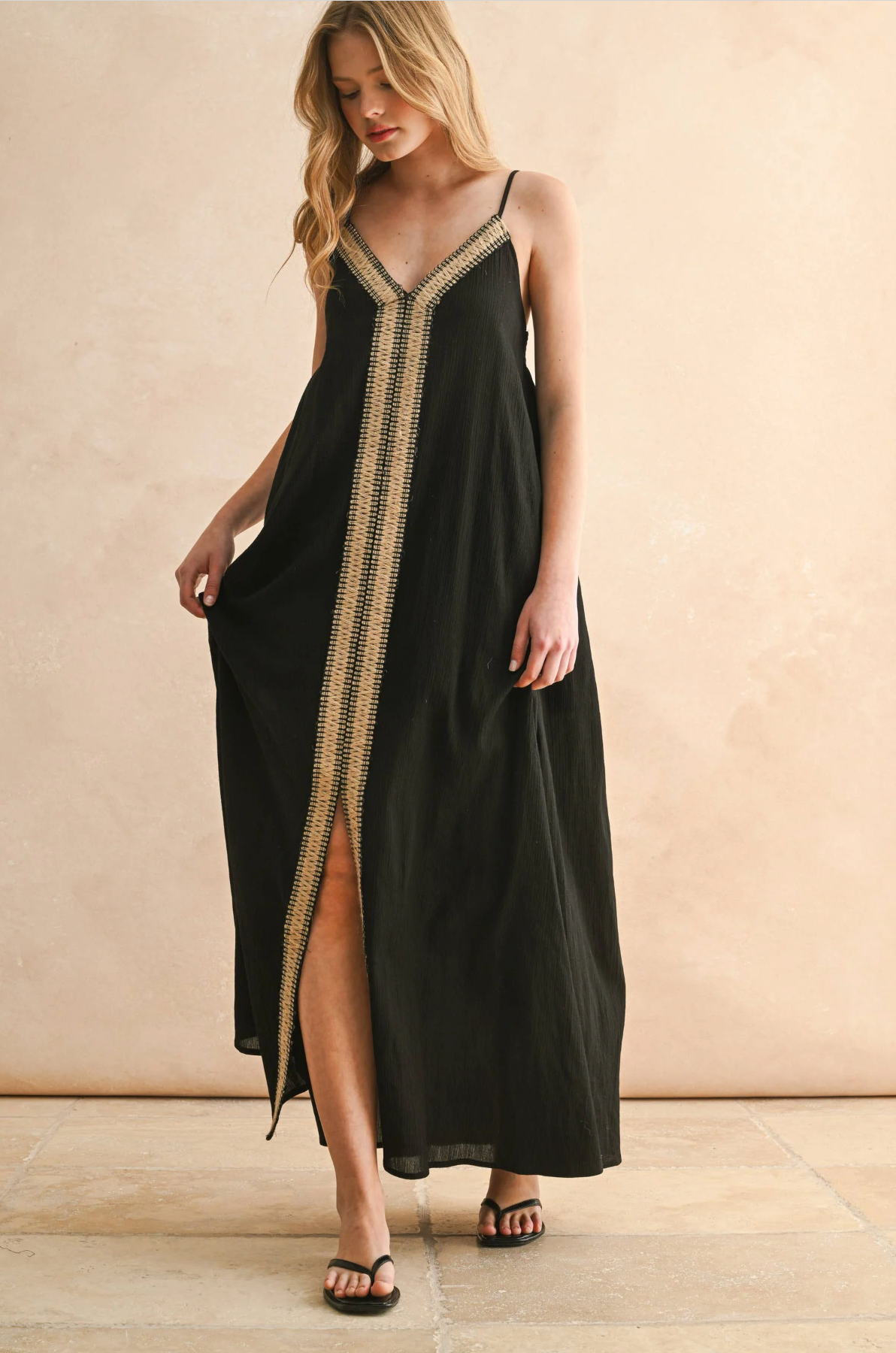 Straw Trimmed Dress