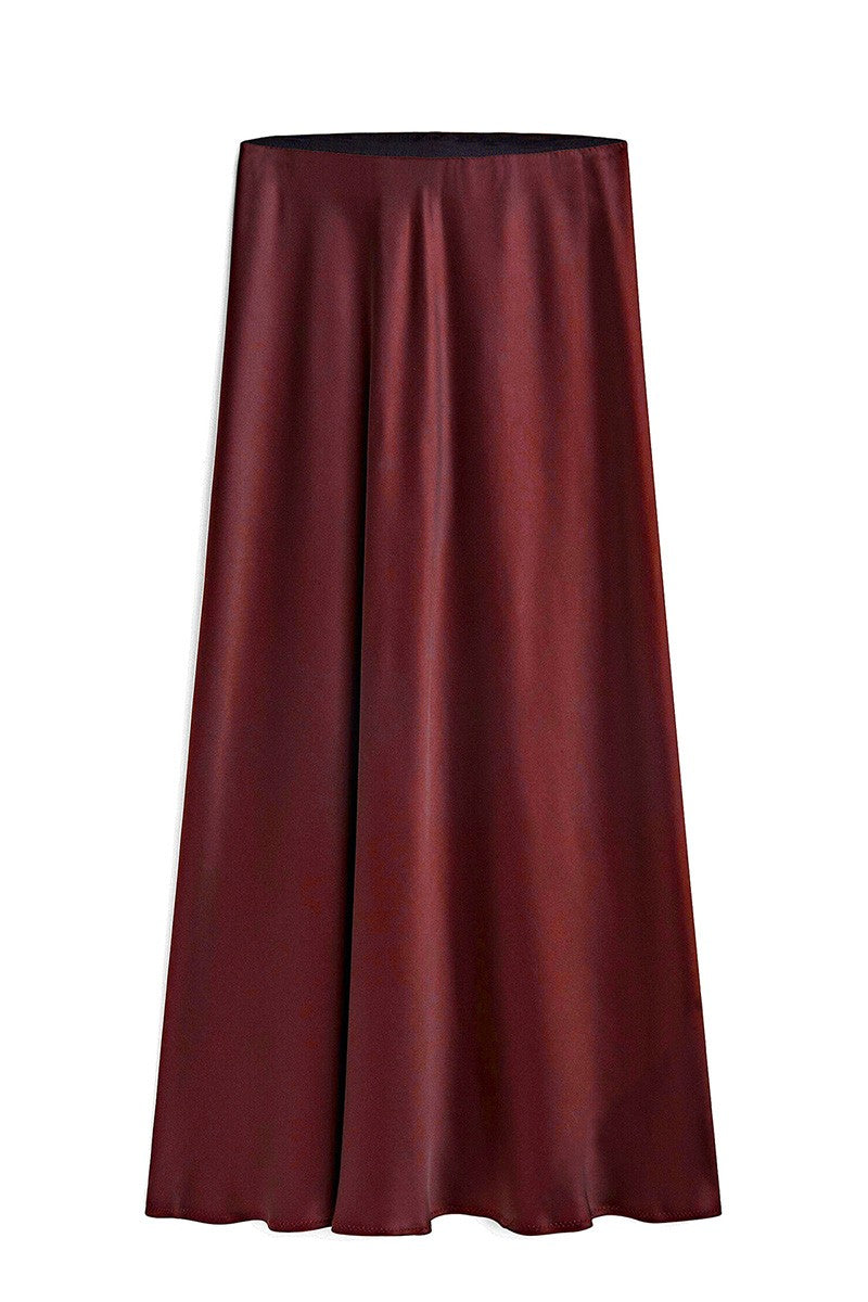 Sydney Satin Wine Skirt