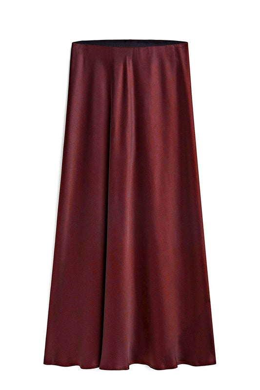 Sydney Satin Wine Skirt