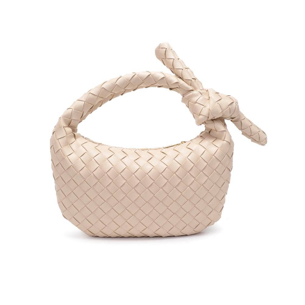 Lizbeth Woven Knot Clutch: Oatmilk