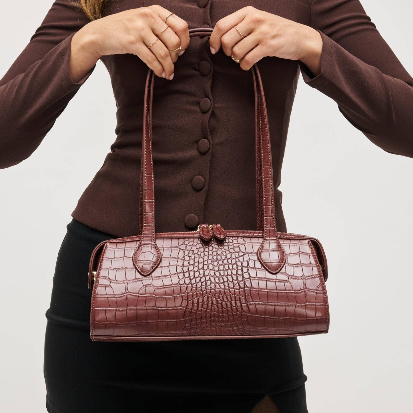 Nessa Shoulder Bag: Wine