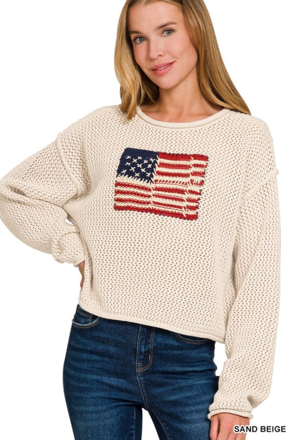 Woven Cotton Flag Sweater
