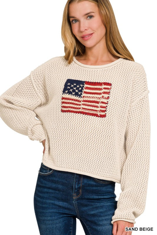 Woven Cotton Flag Sweater