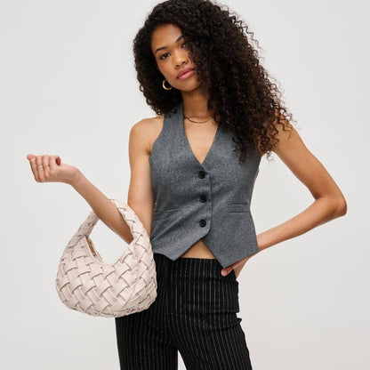 Noreen Woven Clutch: Oatmilk