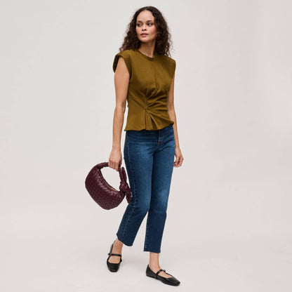 Lizbeth Woven Knot Clutch: Oatmilk