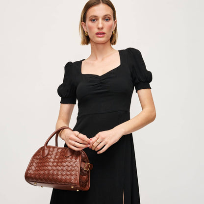 Kristie Woven Crossbody: Tan