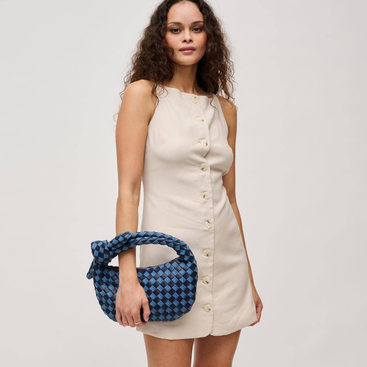 Lizbeth Woven Knot Clutch: Oatmilk
