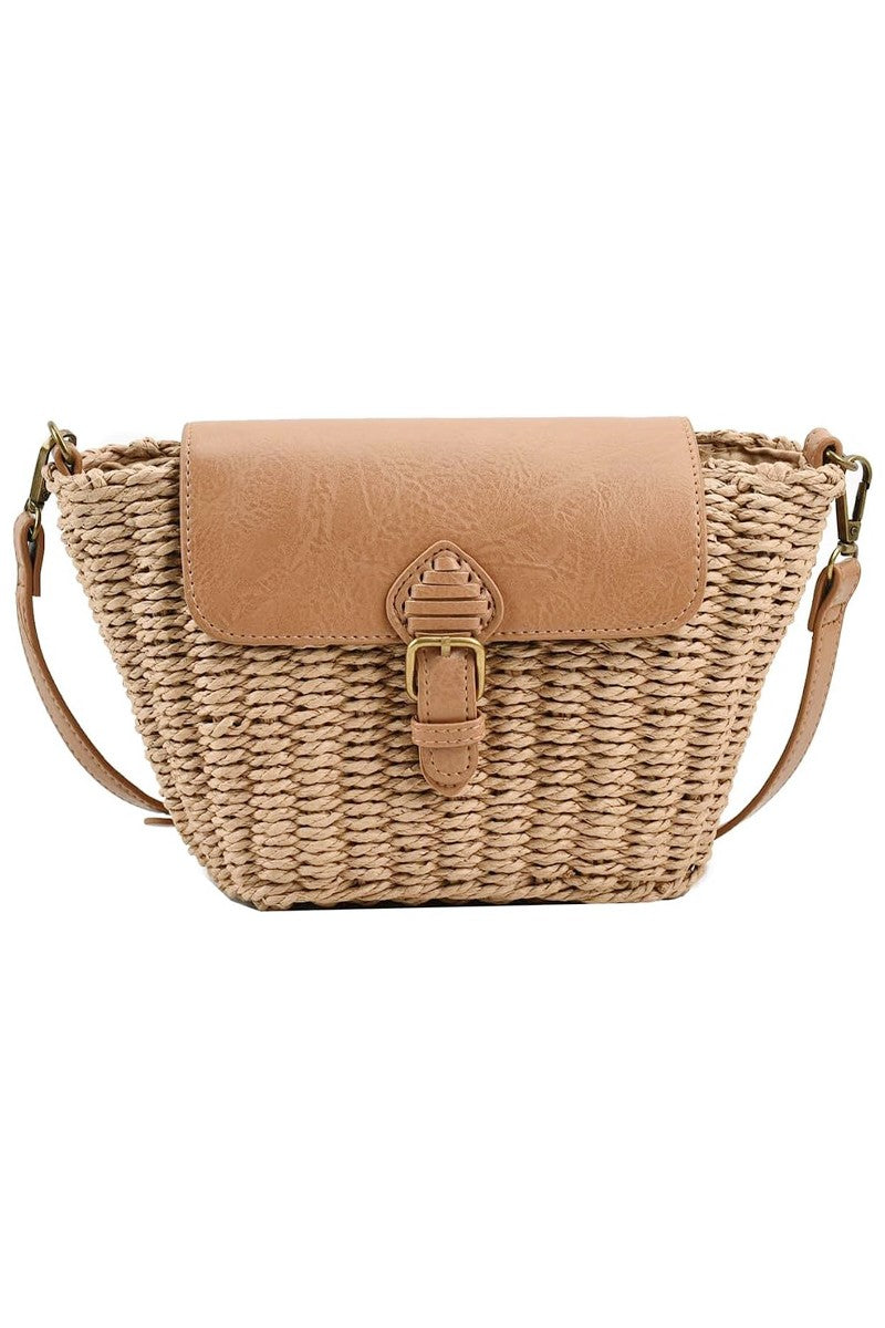 Whit Woven Wicker Bag