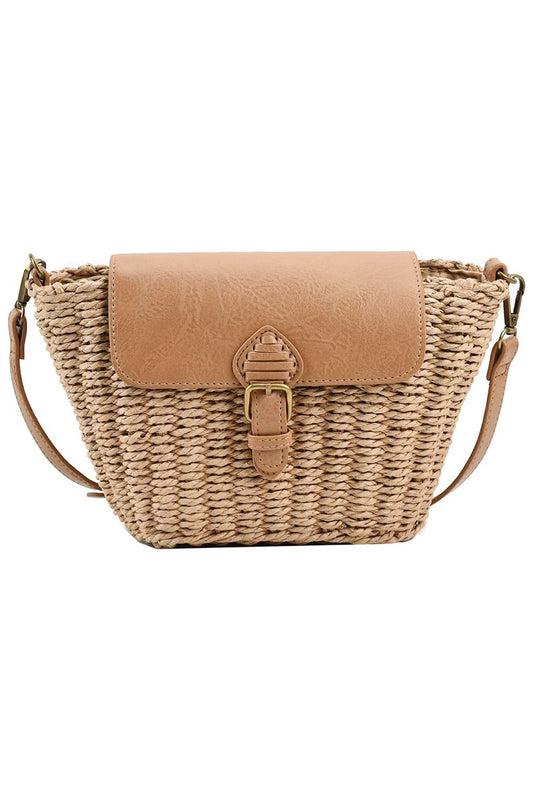 Whit Woven Wicker Bag