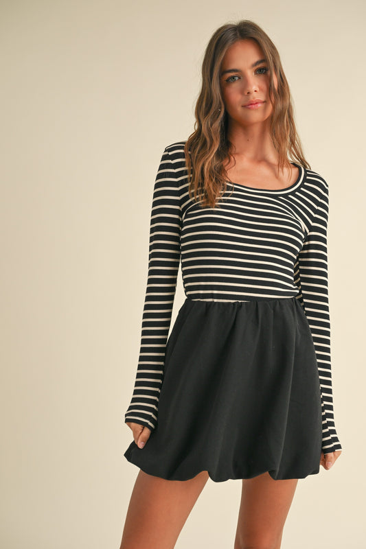 Black Striped Long Sleeve Top