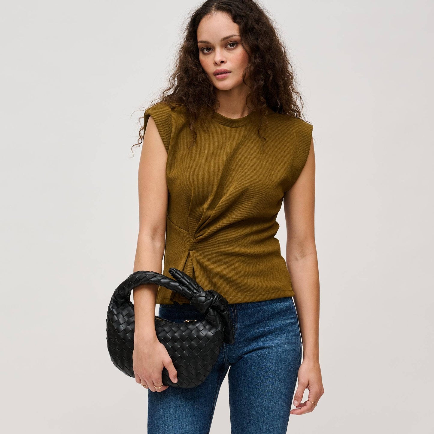 Lizbeth Woven Knot Clutch: Oatmilk