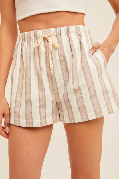 Lizzy Taupe Stripe Shorts