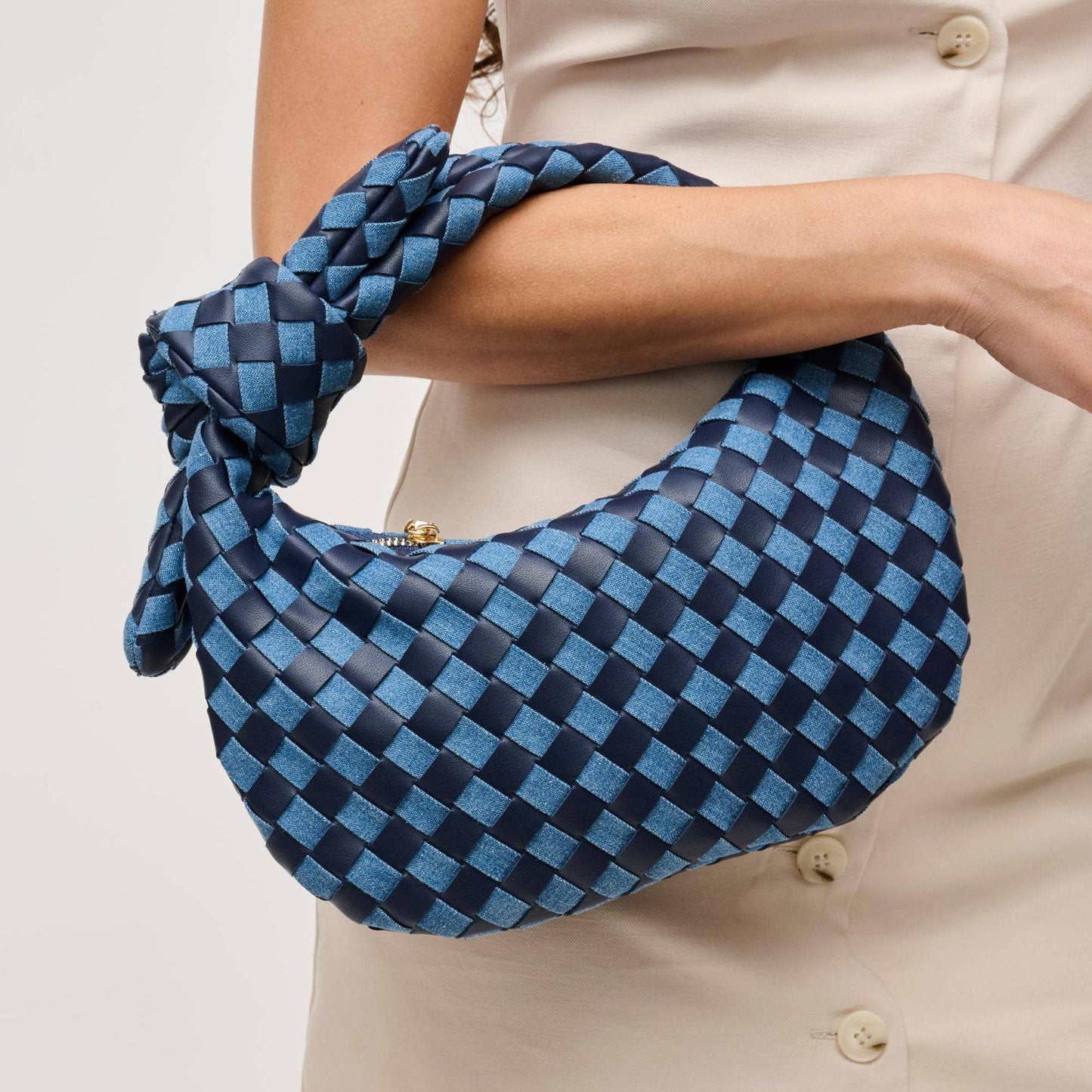 Lizbeth Woven Knot Clutch: Oatmilk