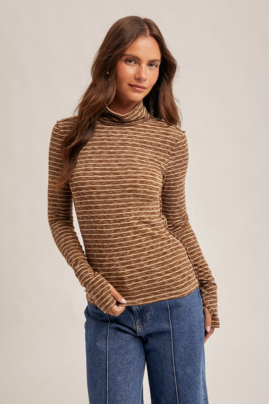 Brea Brown Stripe Top