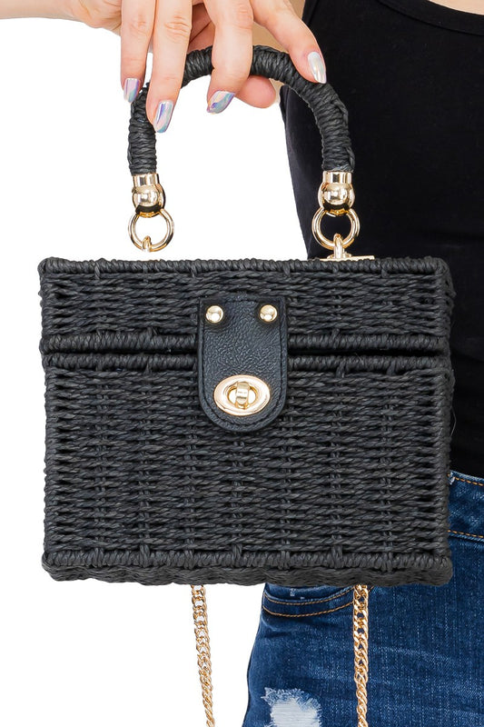 Rox Rattan Bag in Black